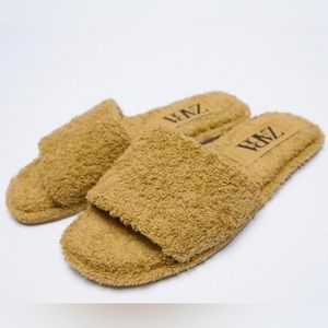 ☀️ ZARA Mustard Yellow Terry Cloth Sandals